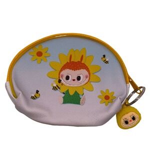 Cute Sunflower Character Coin Purse Small Pouch with Keychain Yellow Bunny Charm